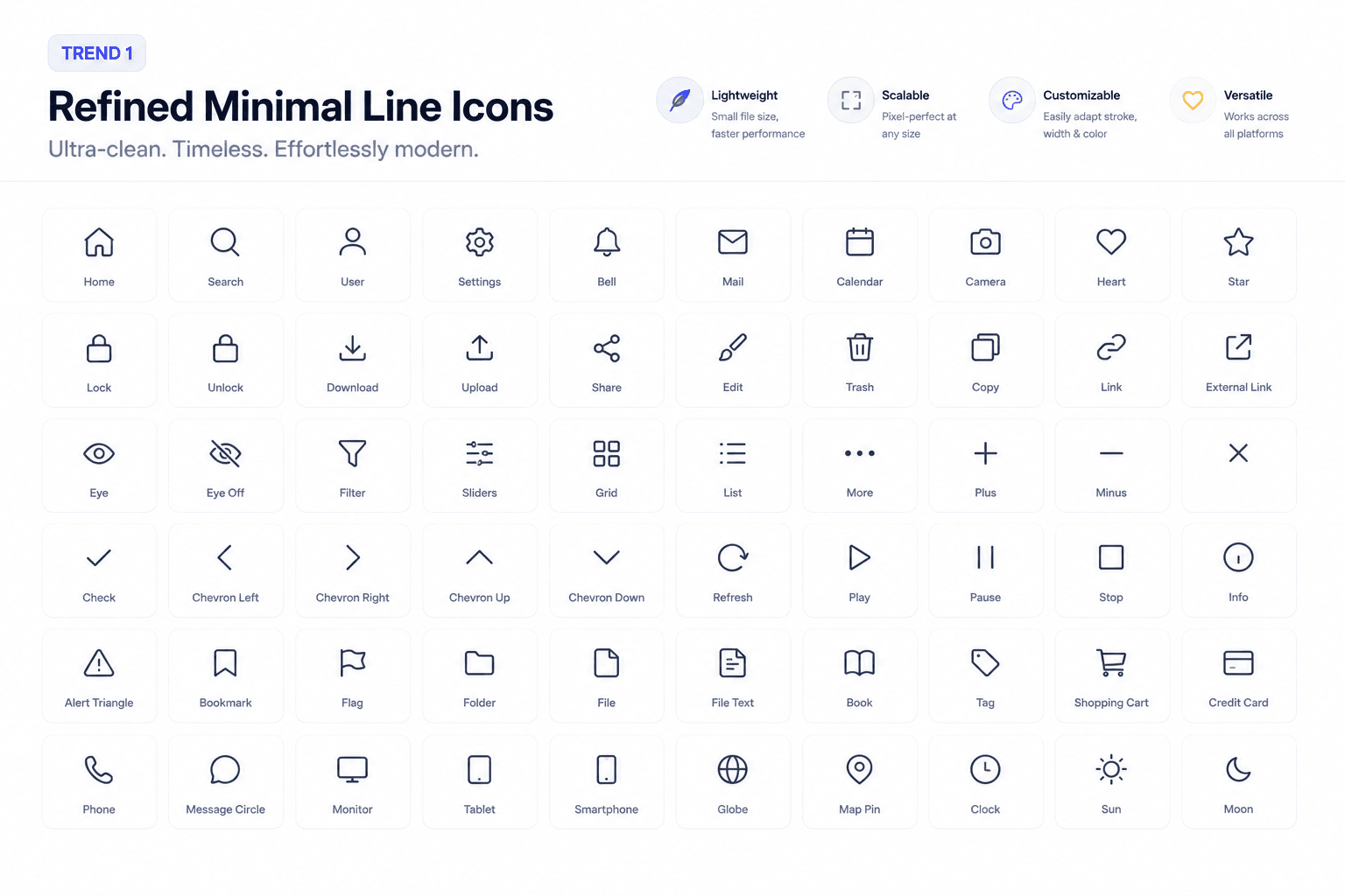 Trend 1: Thin line and ultra-minimal icons