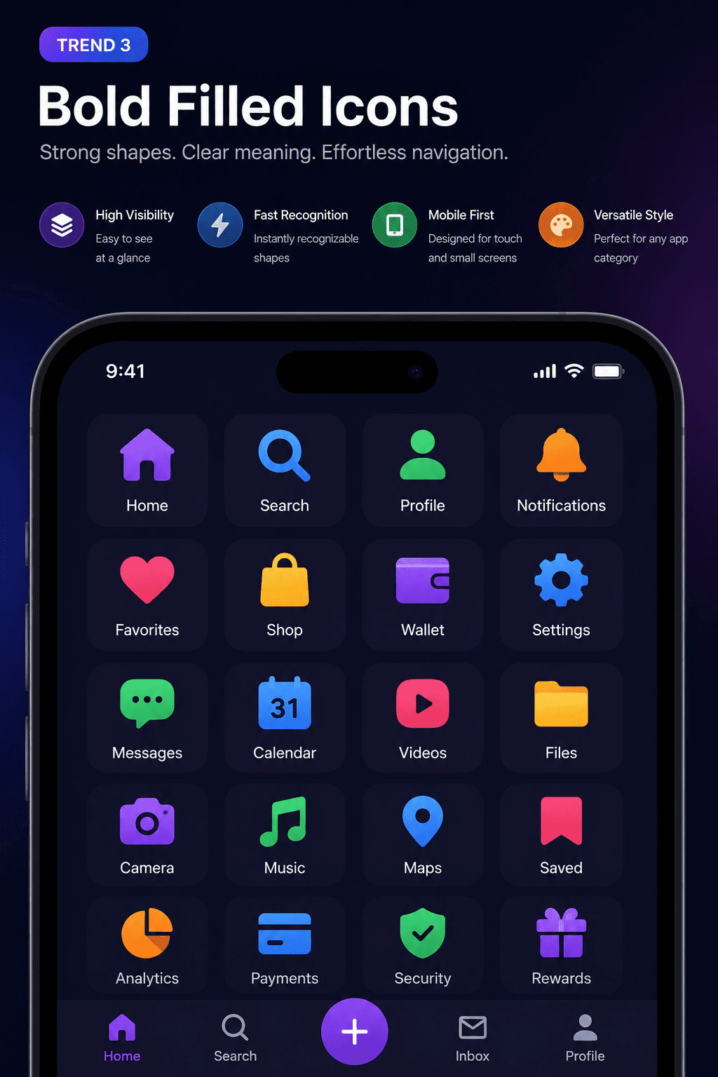 Trend 3: Bold filled icons