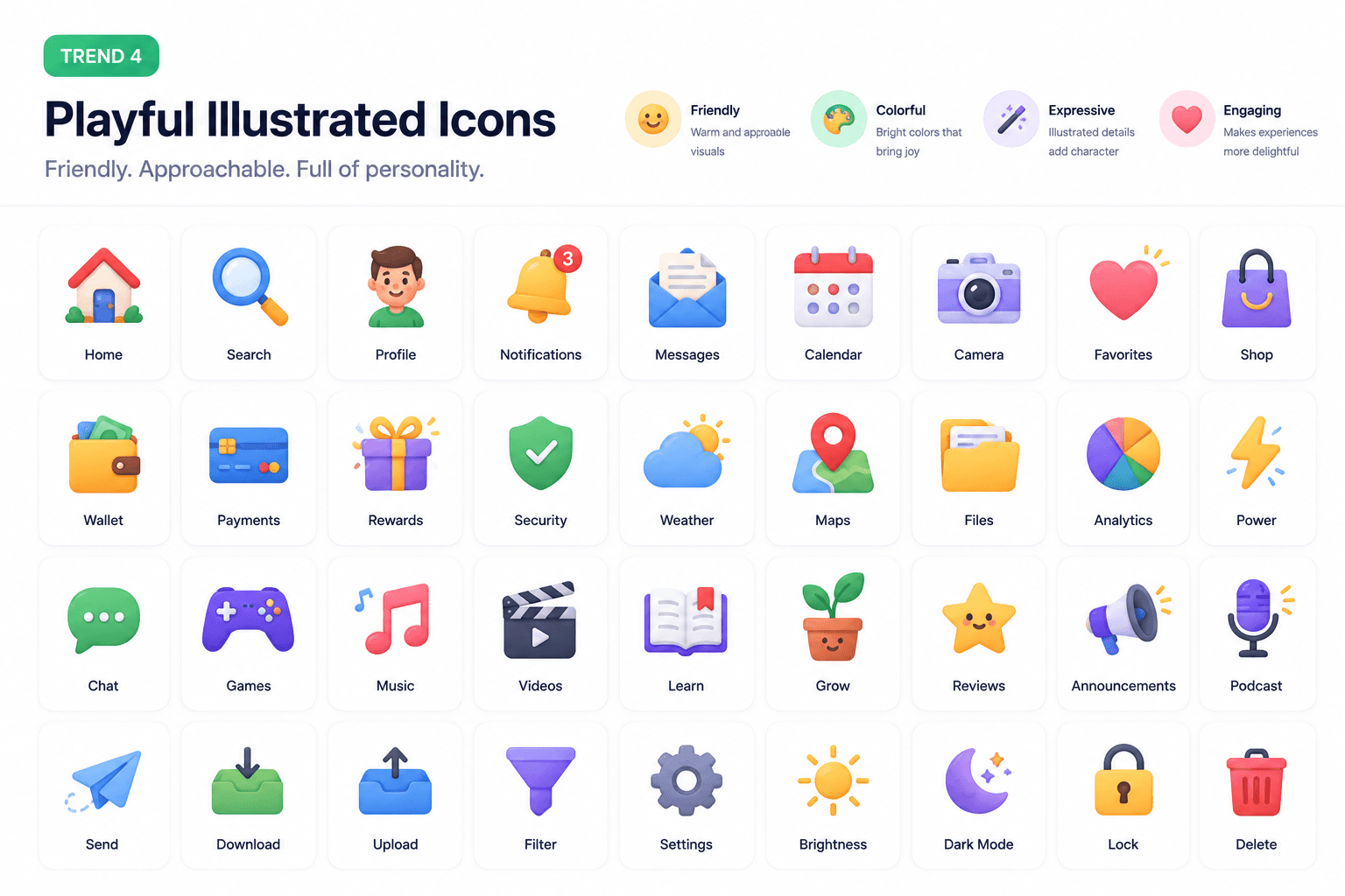 Trend 4: Glassmorphism icon style