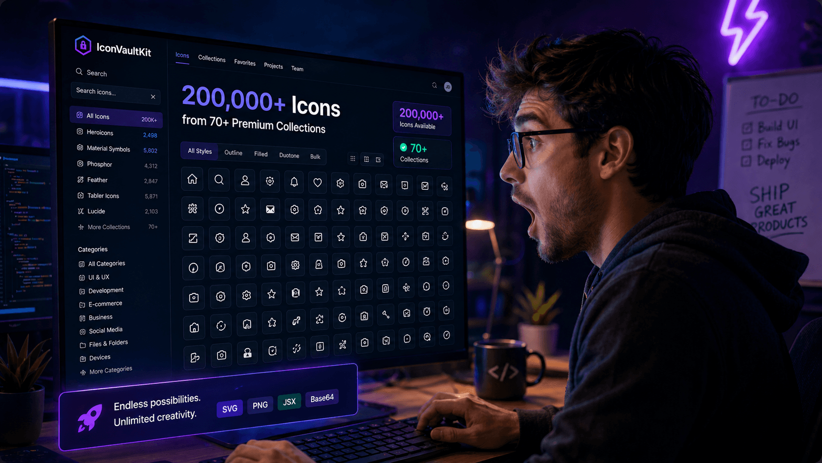 Developer exploring IconVaultKit icon library