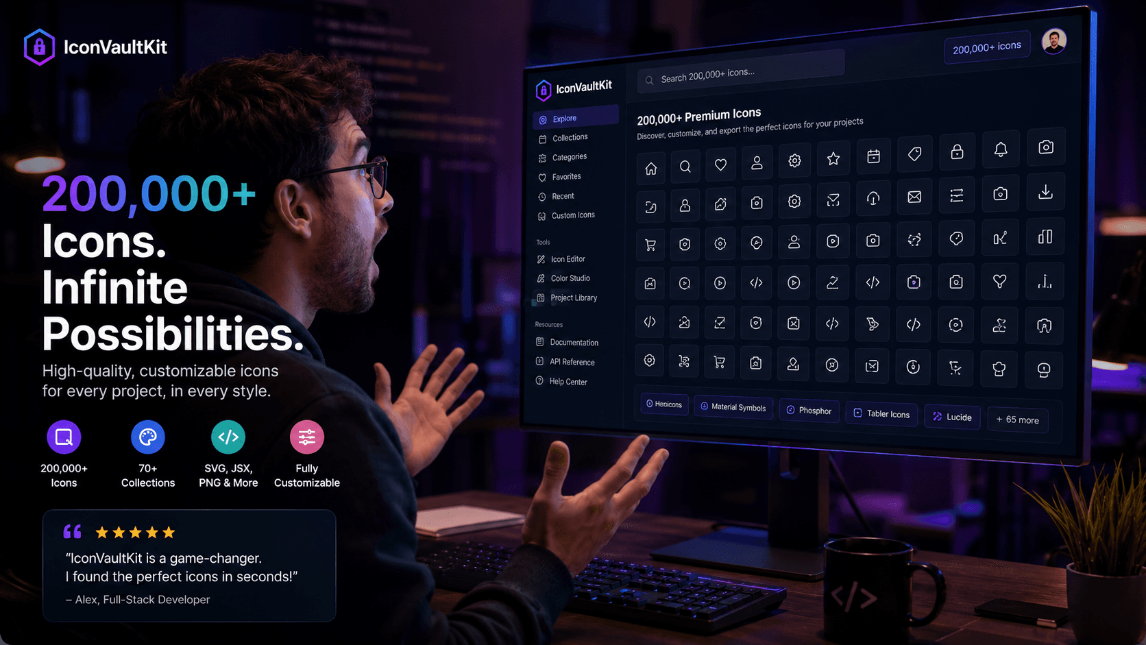 The Moment a Developer Discovers IconVaultKit's Massive Free Icon Library for Their Project