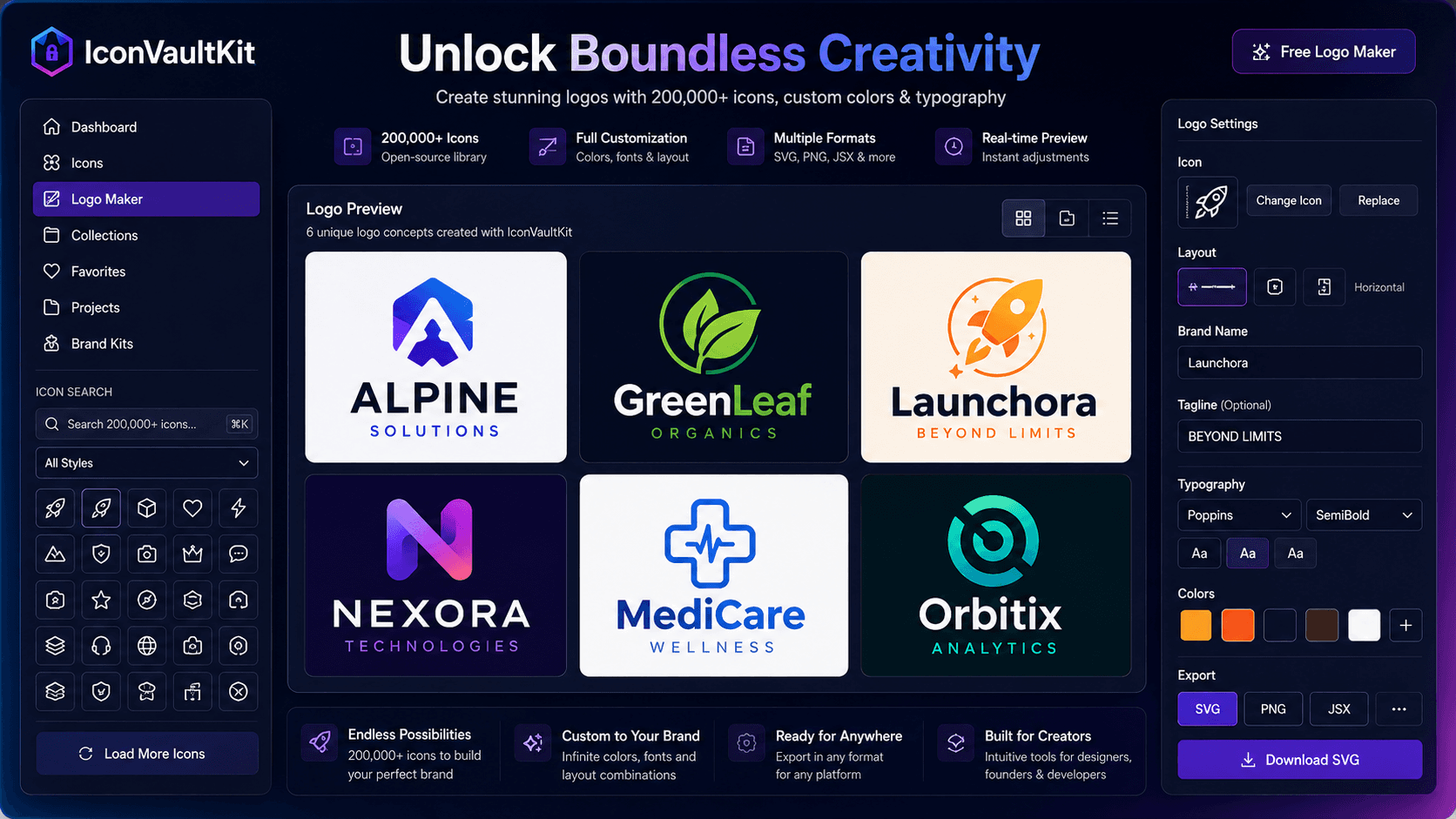 Unlock Boundless Creativity with IconVaultKit's Free Web-Based Logo Maker